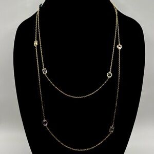 Gold Over Sterling Silver CZ Station Long Necklace Purchased From Freida Rothman